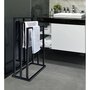 IDIMEX Porte-serviettes sur pied KUNO portant pour vêtements et linge de salle de bain avec 3 niveaux d'étendage, structure en métal noir