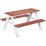 OUTSUNNY Table de pique-nique enfant - 2 bancs - assises, plateau à lattes - bois sapin blanc brique