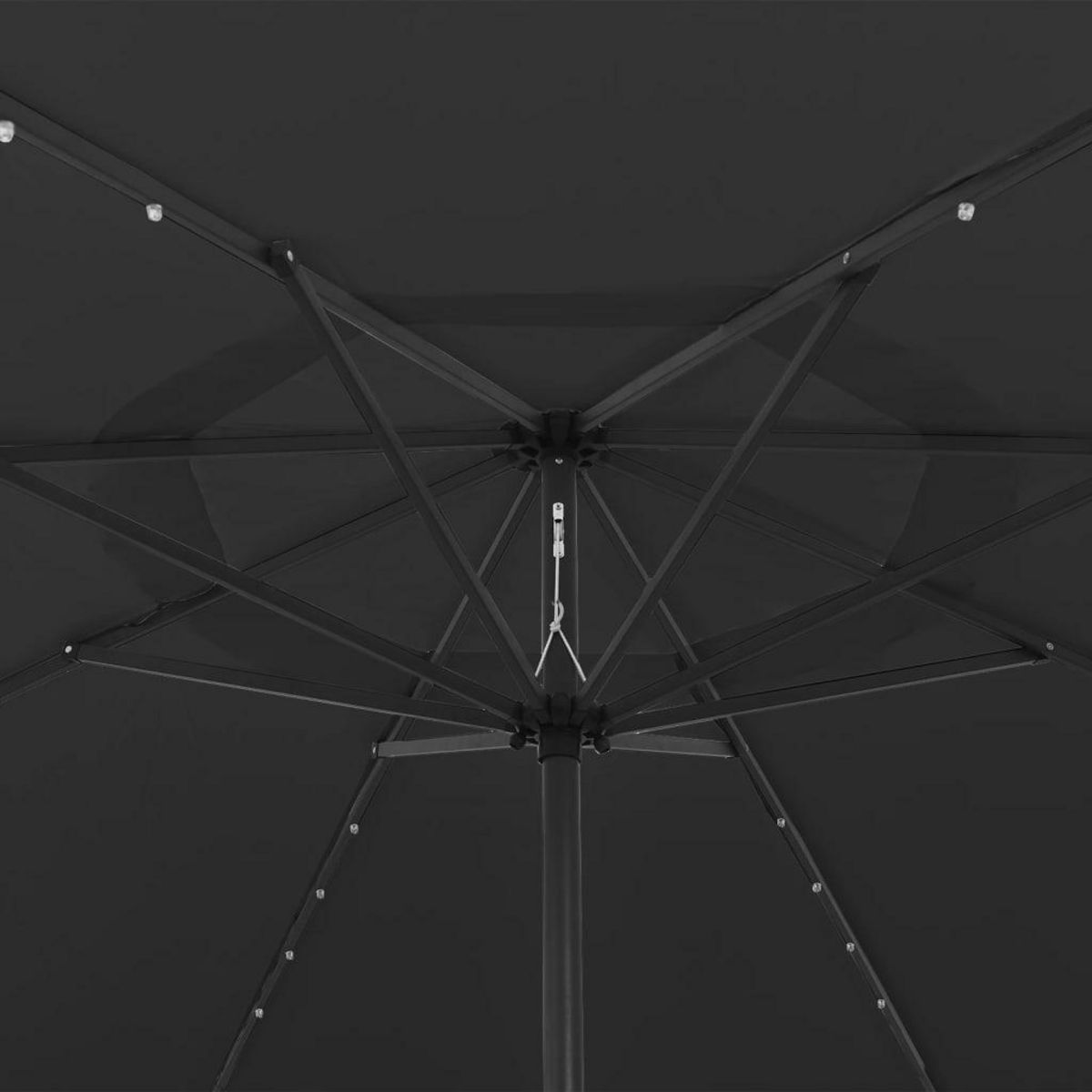 VIDAXL Parasol de jardin avec lumieres LED et mat en metal 400 cm noir