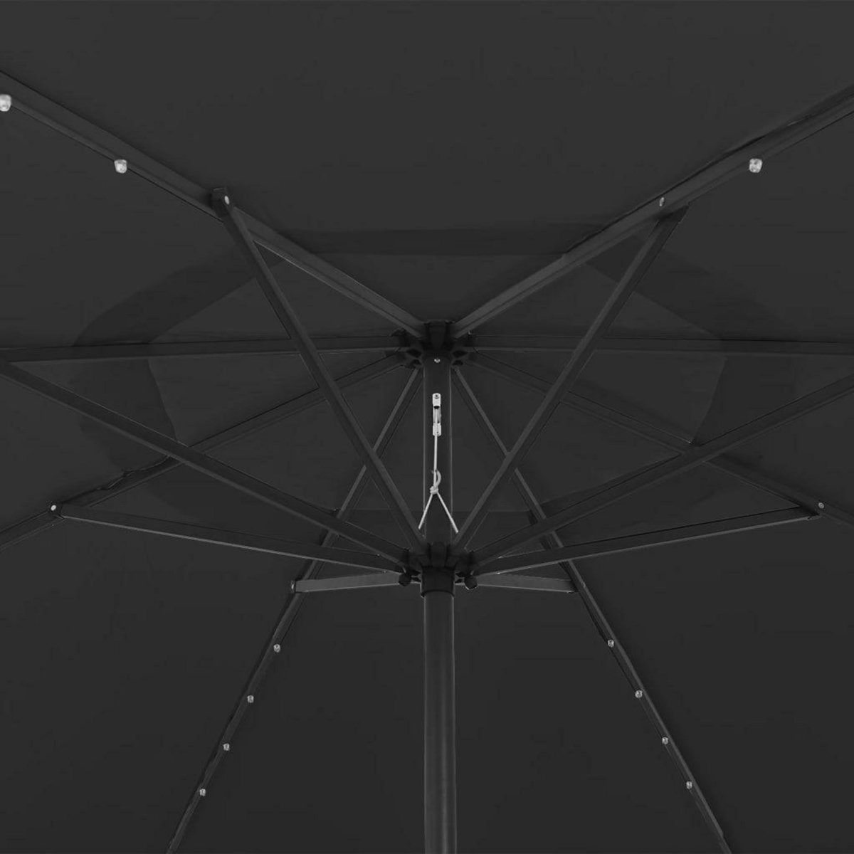 VIDAXL Parasol de jardin avec lumieres LED et mat en metal 400 cm noir