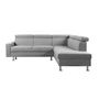 Voir la diapositive 5 : Canapé d'angle 4-5 places fixe avec LED -TOMY- Tissu gris chiné clair - Angle droit
