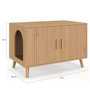 Voir la diapositive 5 : ID MARKET Maison de toilette chat cache-litière JULIETTE avec doubles portes lattes tasseau bois coloris chêne
