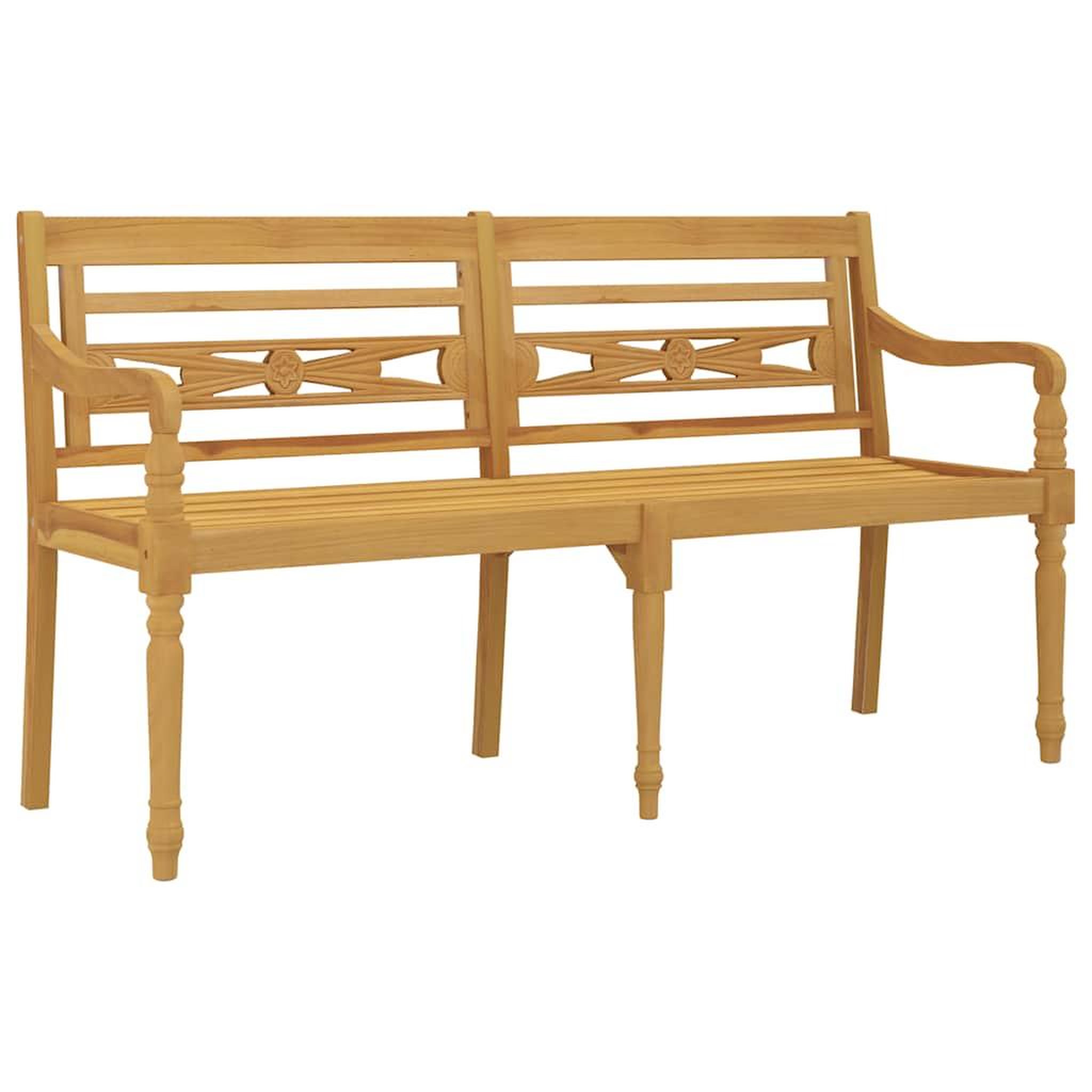 Voir la diapositive 4 : VIDAXL Banc Batavia coussin a motif de carreaux gris 150cm Bois teck