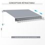 Voir la diapositive 5 : OUTSUNNY Store banne manuel rétractable alu. polyester imperméabilisé haute densité 4 x 2,5 m gris