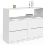ID MARKET Commode 4 tiroirs TOMI 100 cm avec niche bois blanc