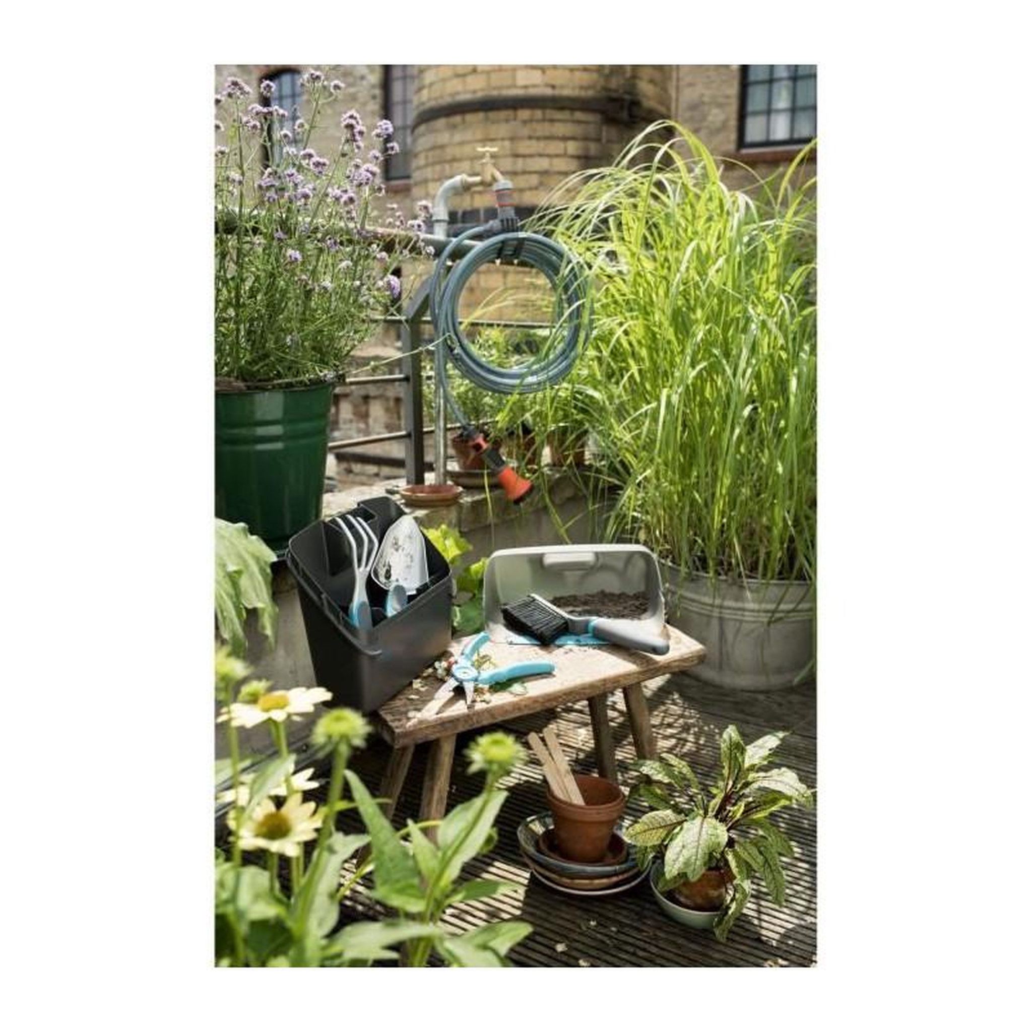 Voir la diapositive 2 : Gardena Tuyau spiral avec support intégré - pour balcons et terrasses - 7,5 m