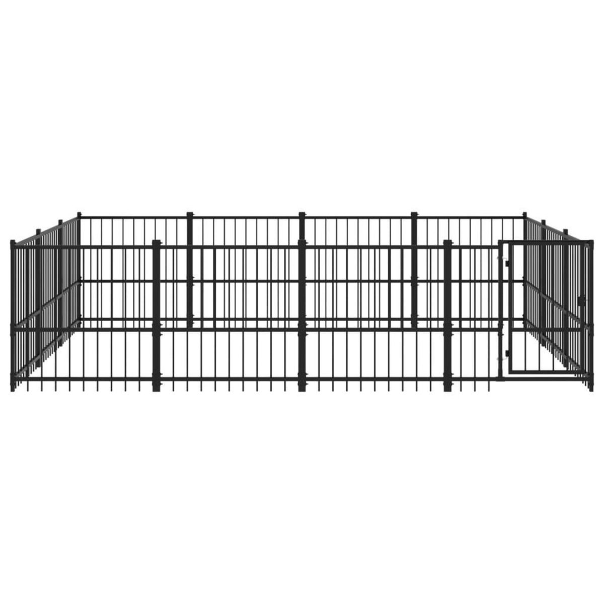 VIDAXL Chenil d'exterieur pour chiens Acier 11,58 m²