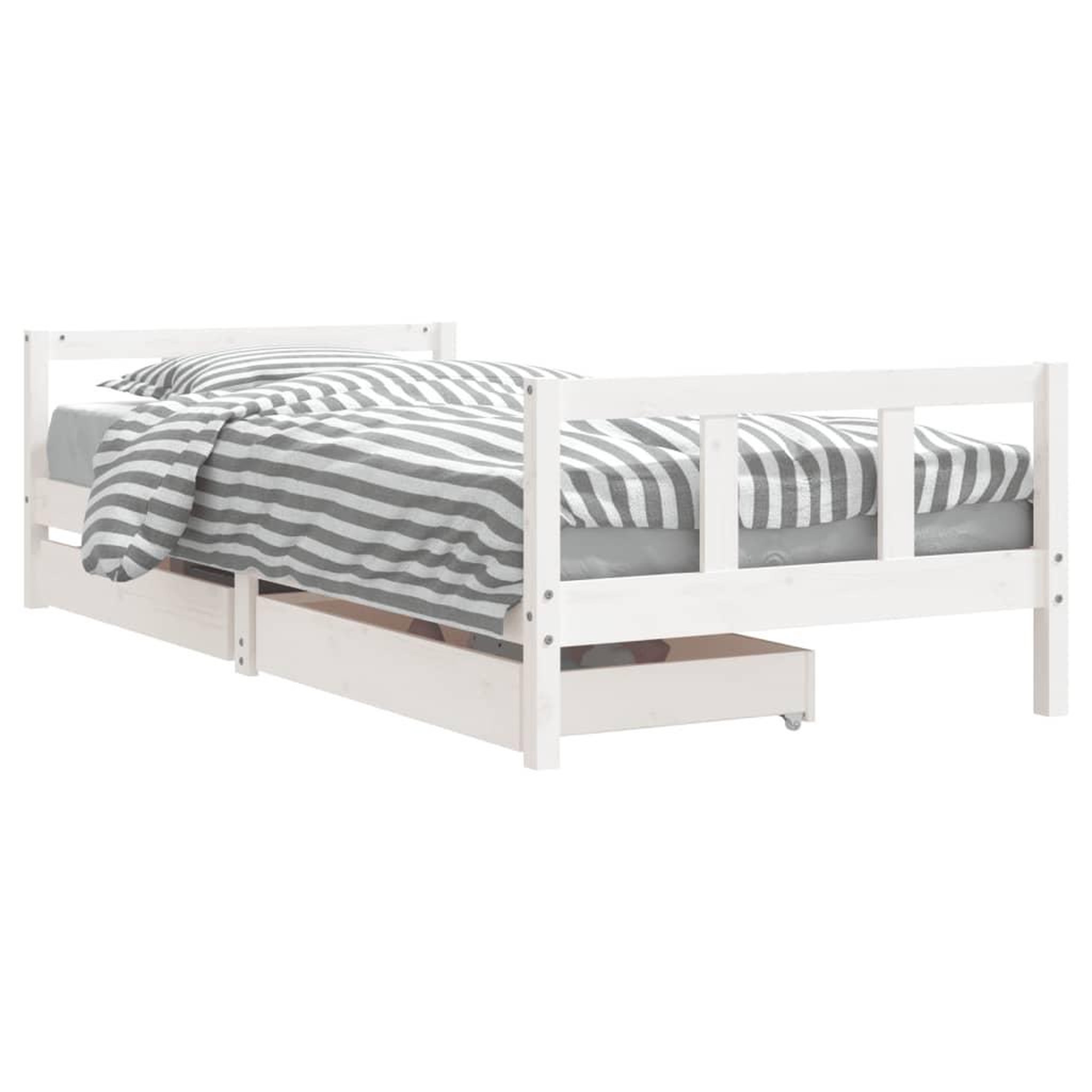 Voir la diapositive 2 : VIDAXL Cadre de lit enfant tiroirs blanc 90x200 cm bois de pin massif