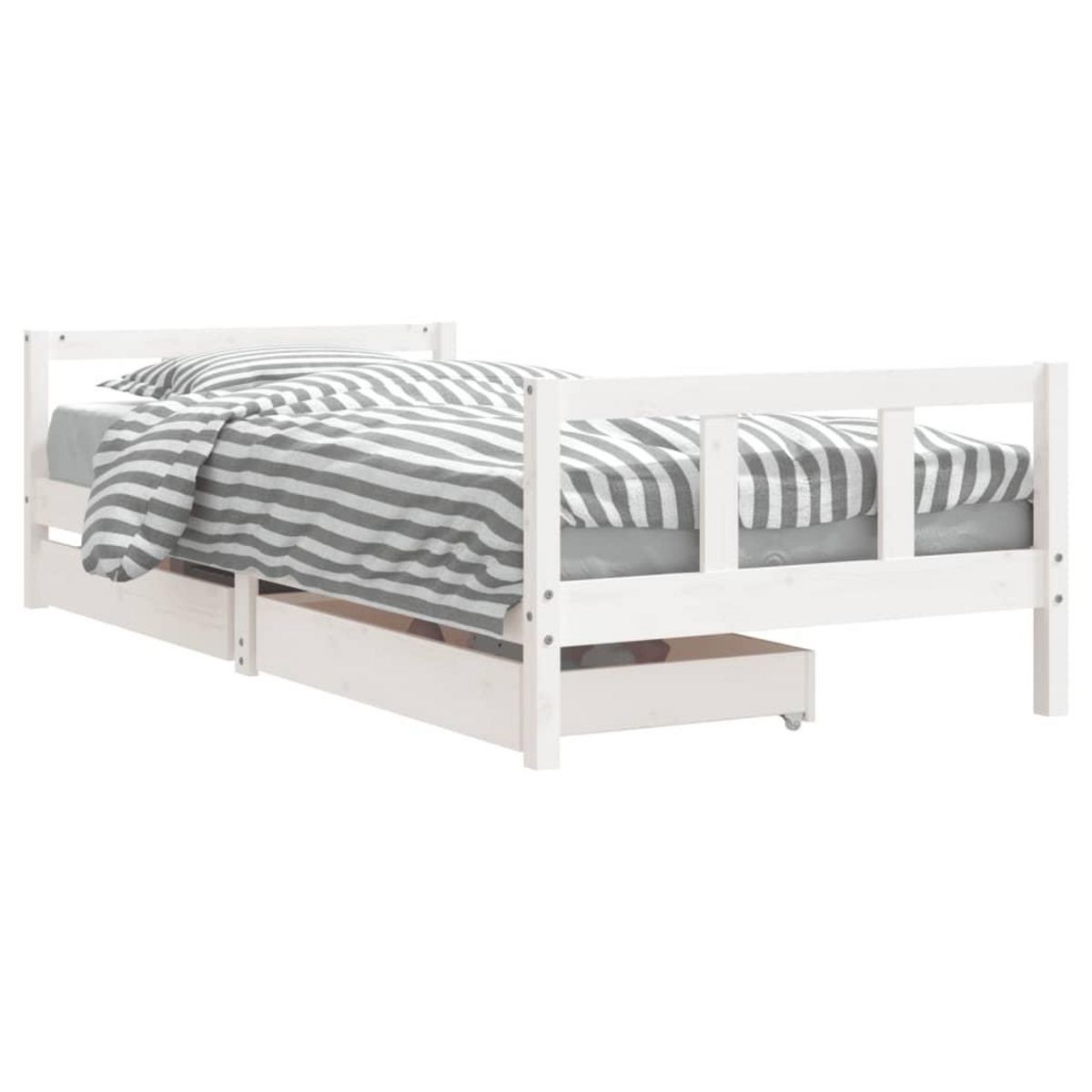VIDAXL Cadre de lit enfant tiroirs blanc 90x200 cm bois de pin massif