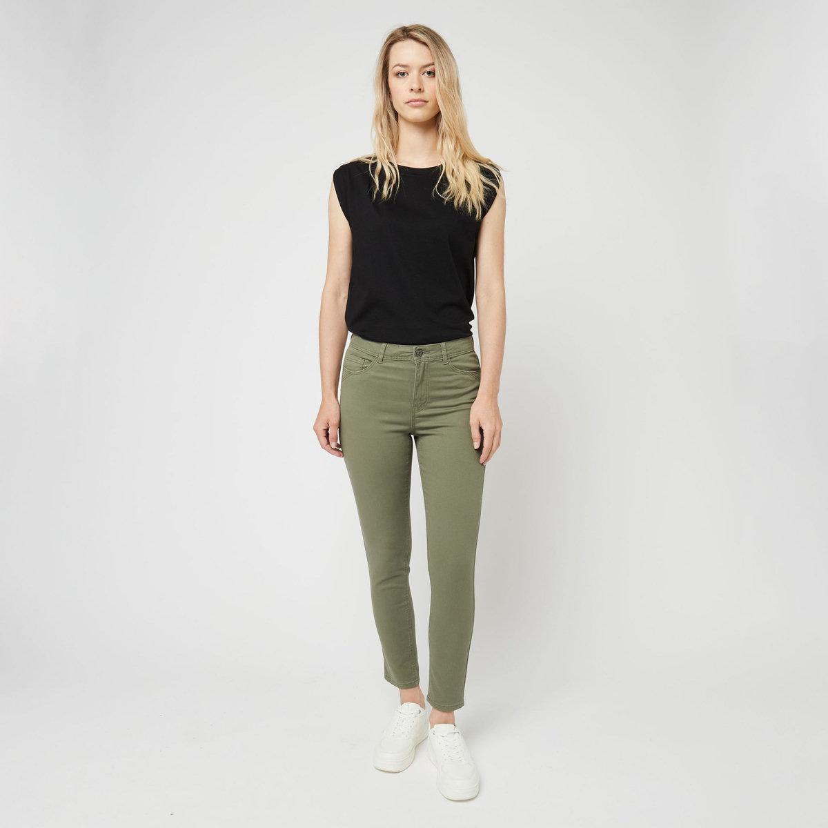 INEXTENSO Pantalon vert kaki uni femme