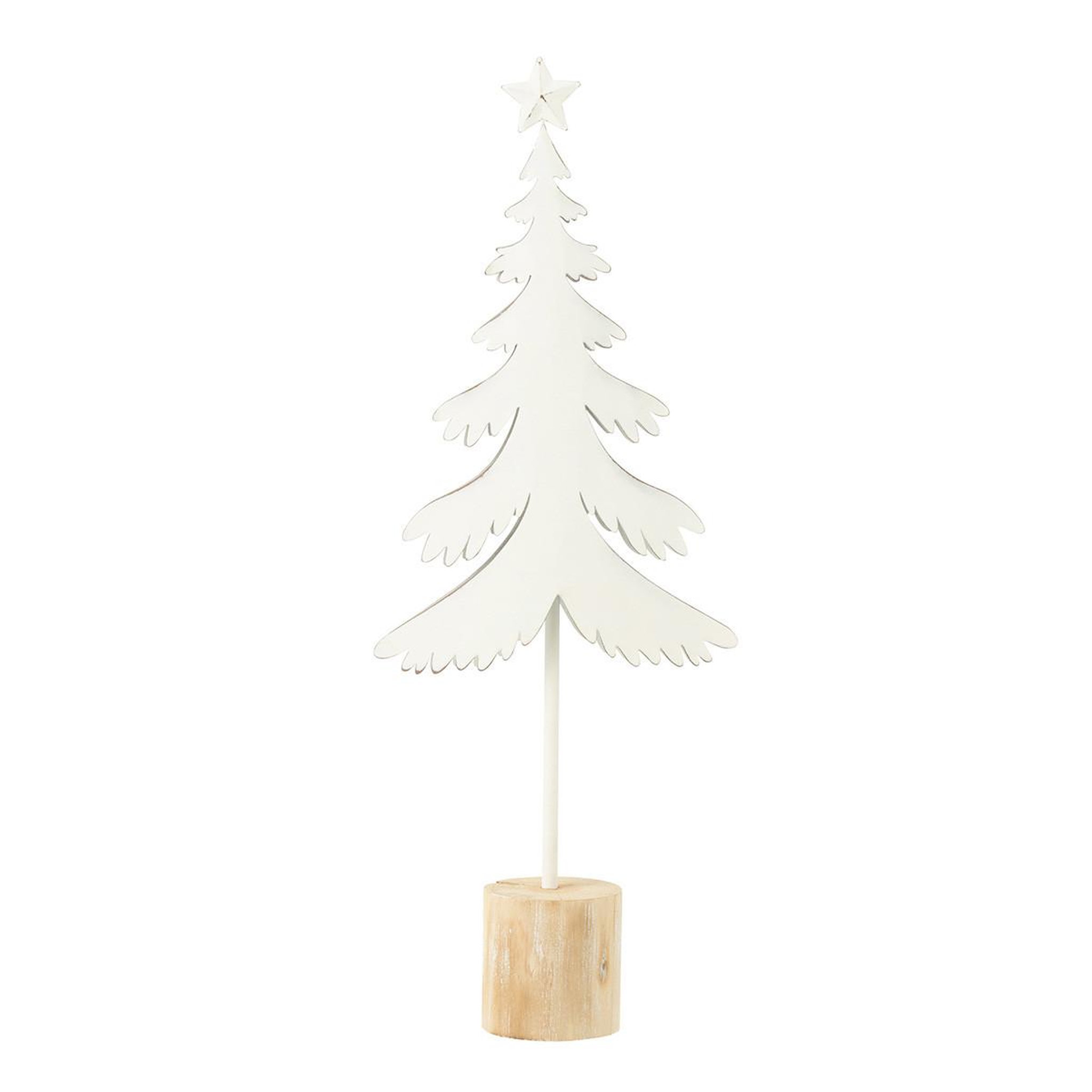 Voir la diapositive 2 : J-LINE Sapin de noël déco sur pied  étoile  52cm blanc