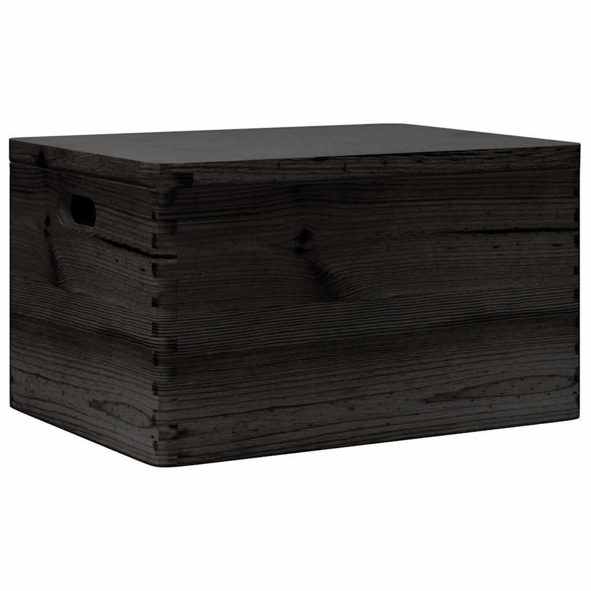 Voir la diapositive 2 : VIDAXL Boîte en bois avec couvercle et poignees noir bois pin massif