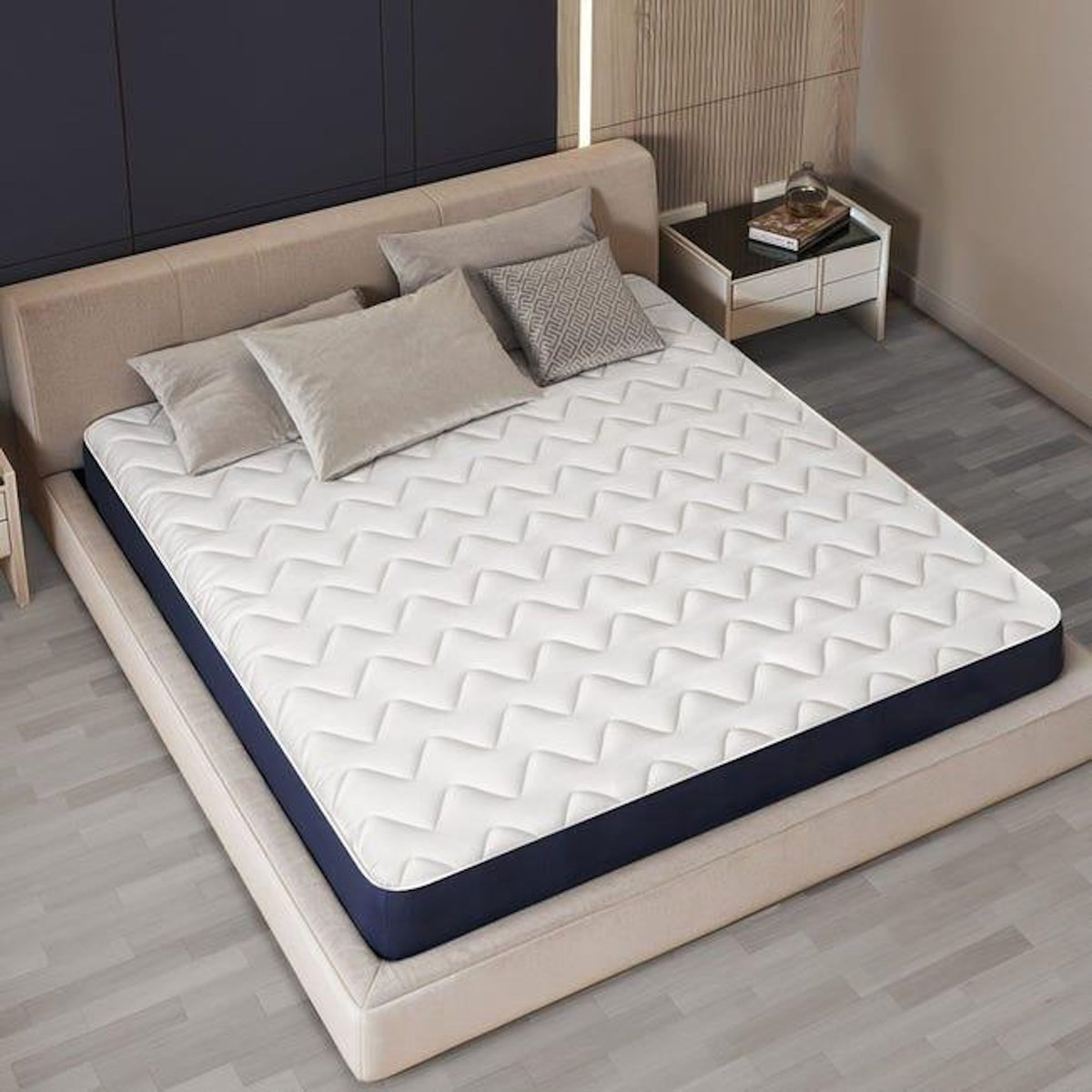THE WHITE STONE Matelas 80 x 190 en Waterfoam Hypoallergénique | Hauteur 10 cm | Rembourrage en ouate et revêtement en tissu 3D respirant, anti-acarien et antifongique | Fabriqué en Italie