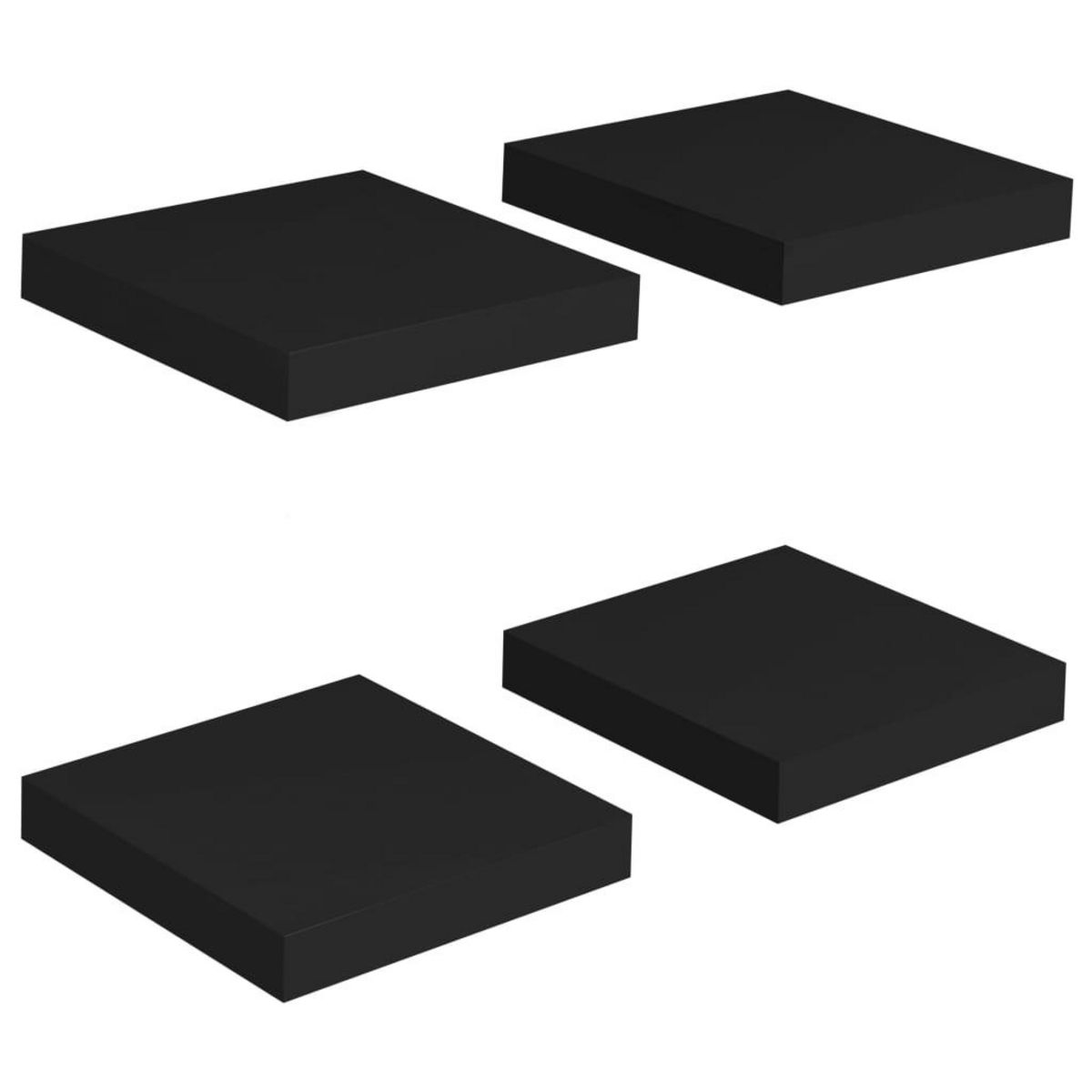 VIDAXL Etageres murales flottantes 4 pcs noir 23x23,5x3,8 cm MDF