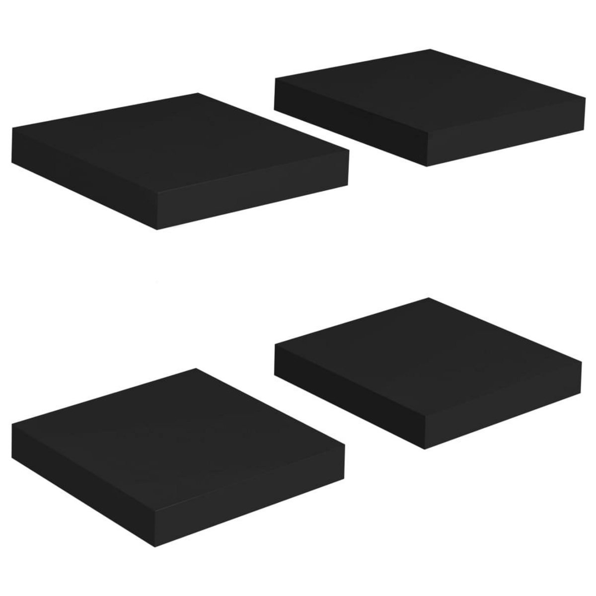 VIDAXL Etageres murales flottantes 4 pcs noir 23x23,5x3,8 cm MDF