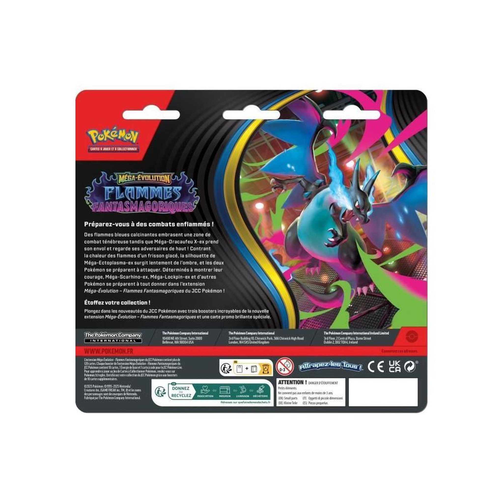 Voir la diapositive 3 : Pokemon Pack de 3 boosters Pokémon Mega Evolution - Flammes fantasmagoriques
