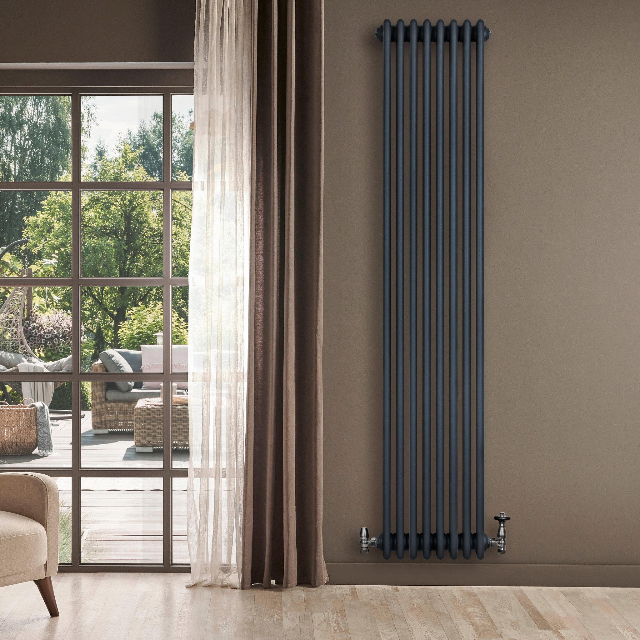 Voir la diapositive 4 : MONSTERSHOP Radiateur traditionnel à 4 colonnes & vannes - 1800 x 380 mm