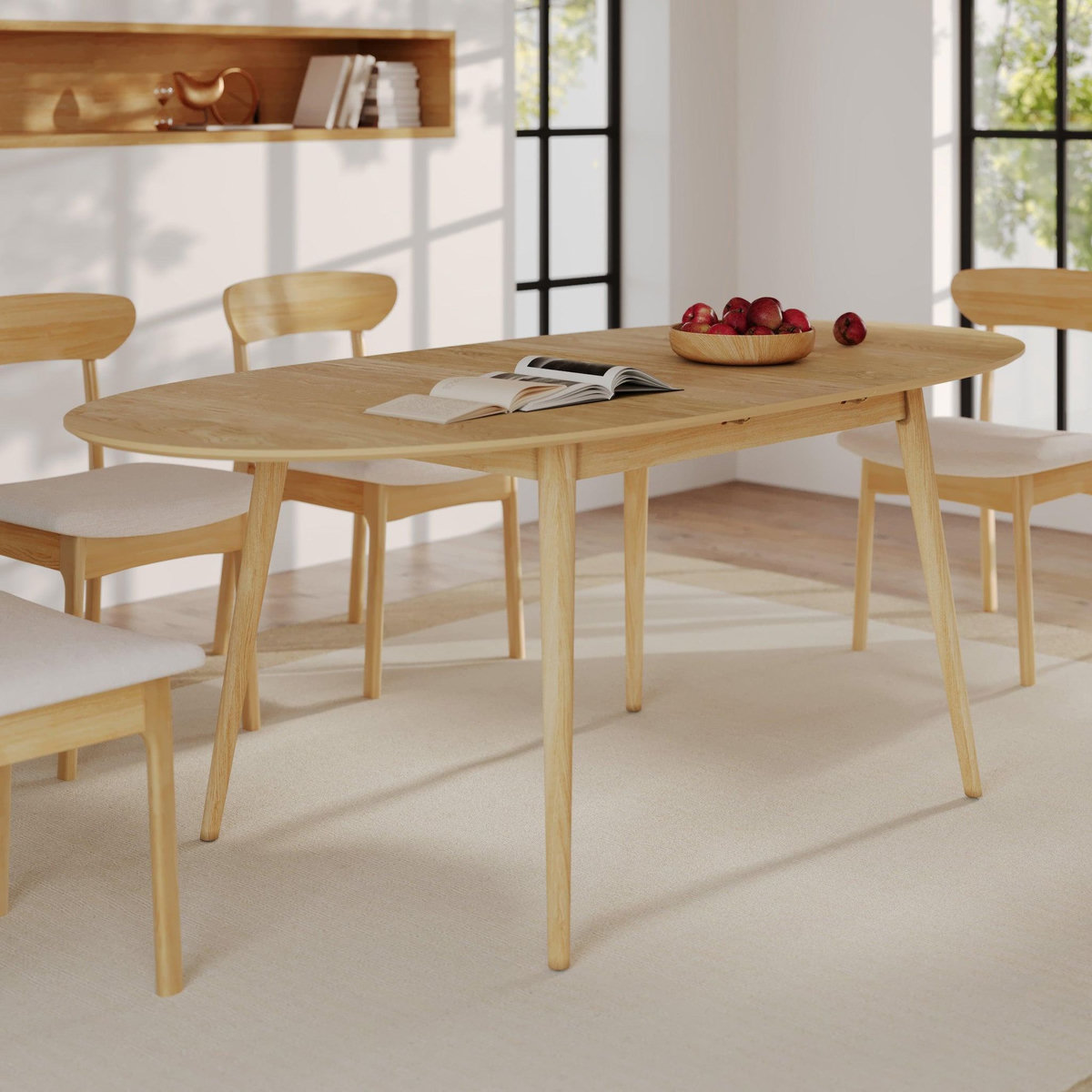 Rendez vous déco Table ovale 6/8 personnes extensible en bois clair 170/200 cm-Eddy