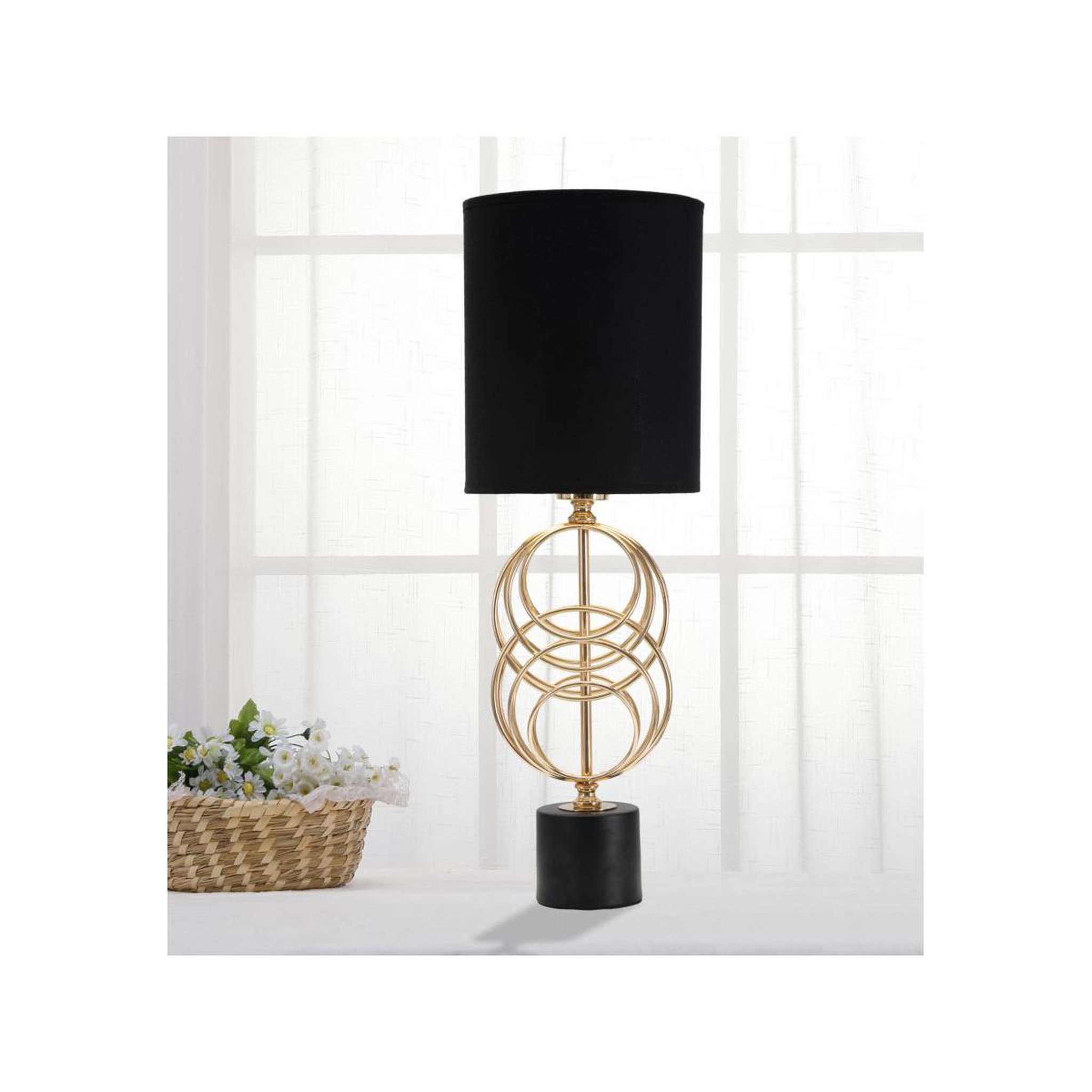 Voir la diapositive 6 : Paris Prix Lampe à poser design en métal  circly  58cm noir & or