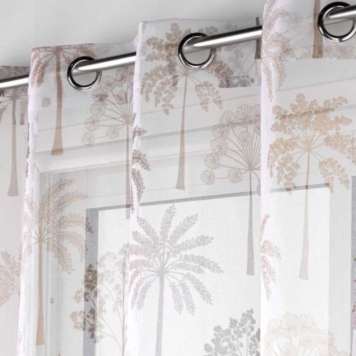 Paris Prix Rideau Voilage à Œillets Imprimé  Palmea  140x240cm Naturel