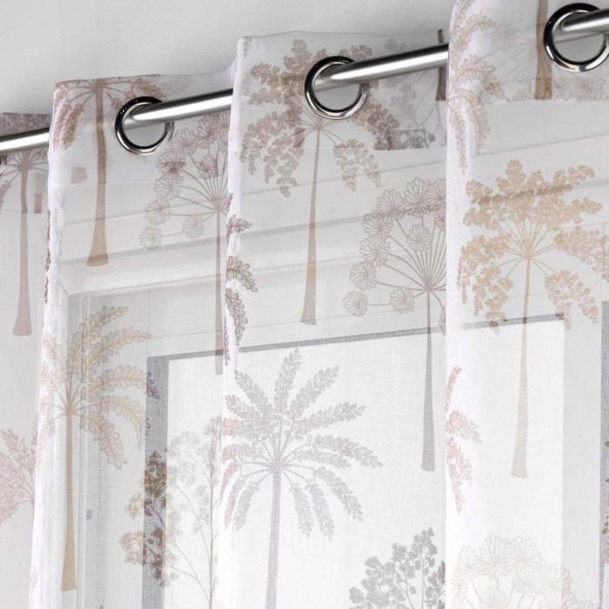 Paris Prix Rideau Voilage à Œillets Imprimé  Palmea  140x240cm Naturel