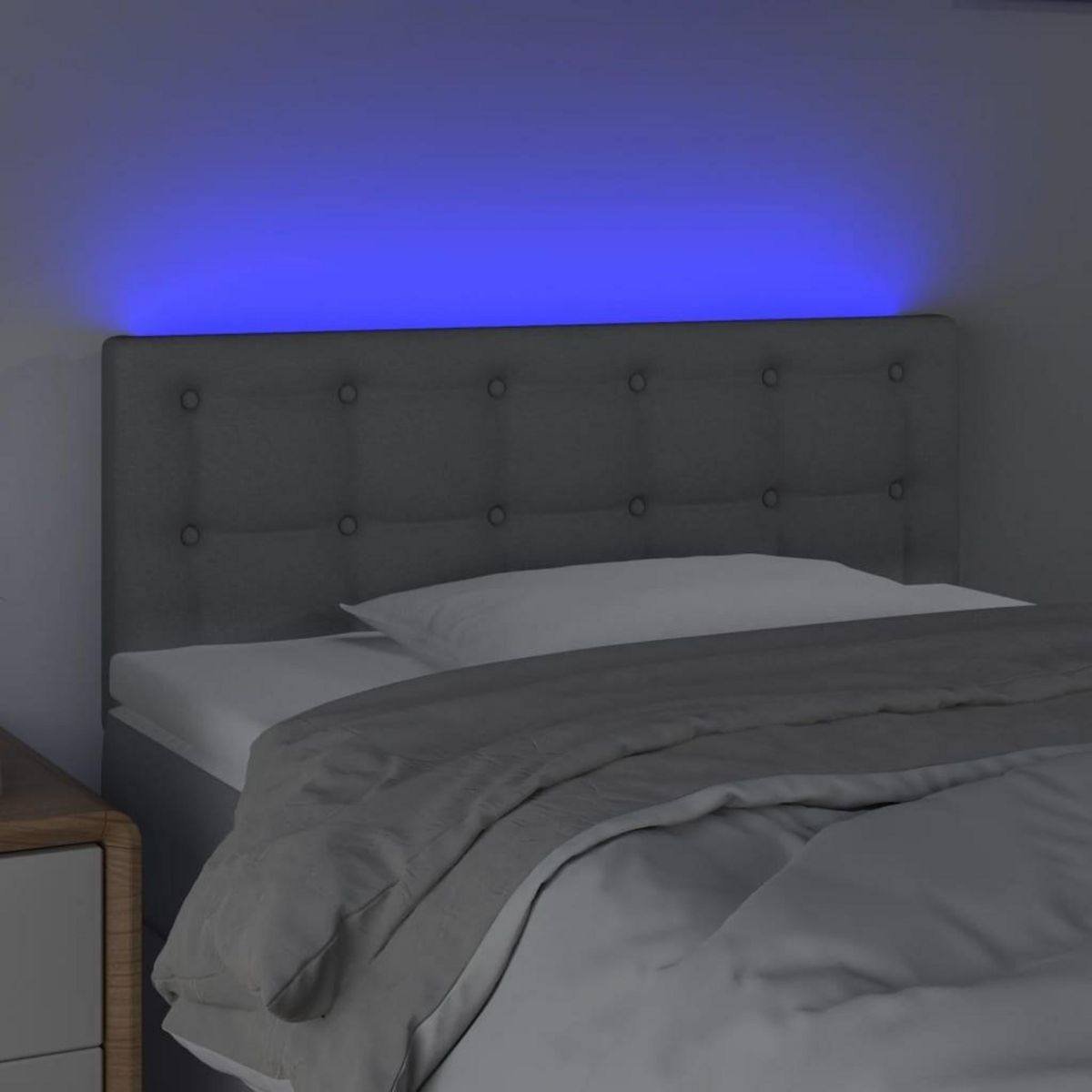 VIDAXL Tete de lit a LED Gris clair 100x5x78/88 cm Tissu