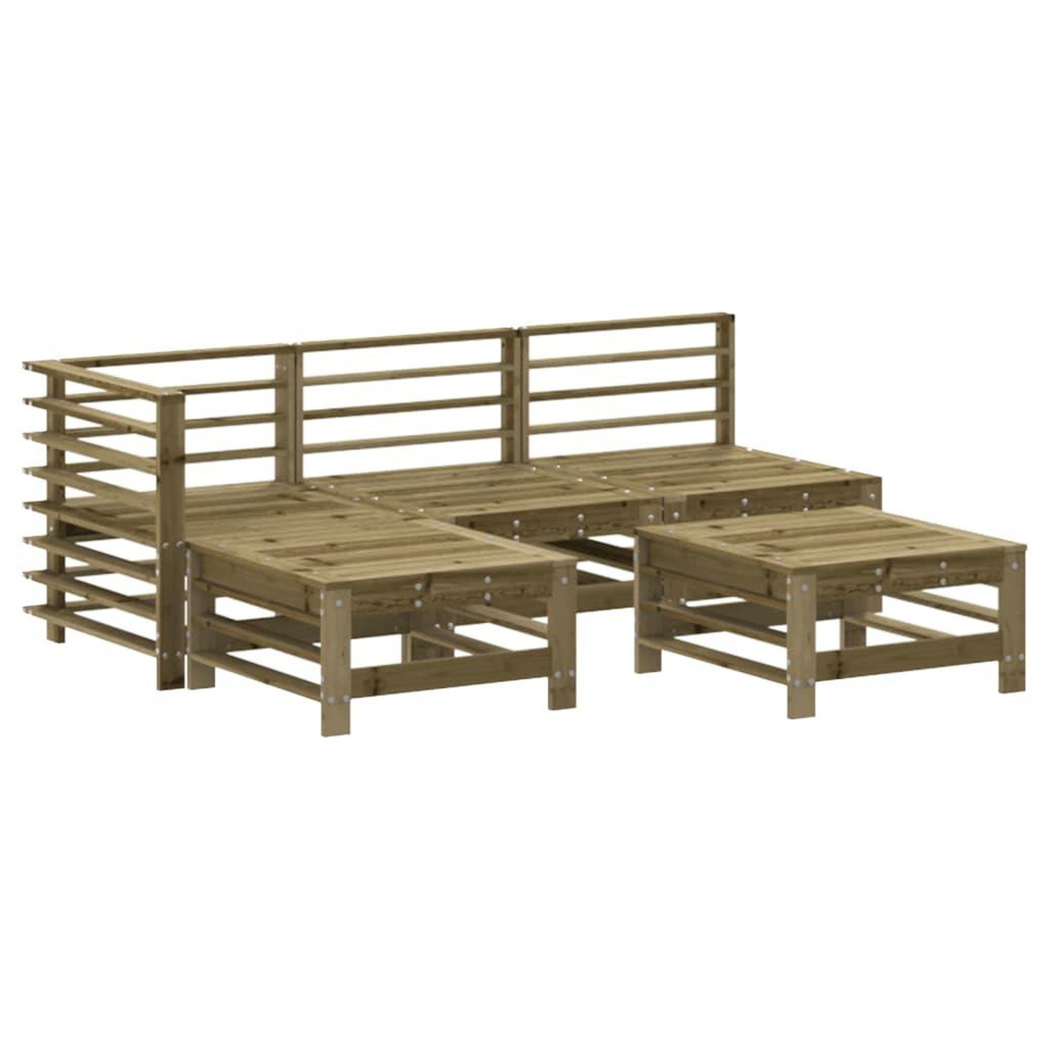 Voir la diapositive 2 : VIDAXL Salon de jardin 5 pcs bois de pin impregne