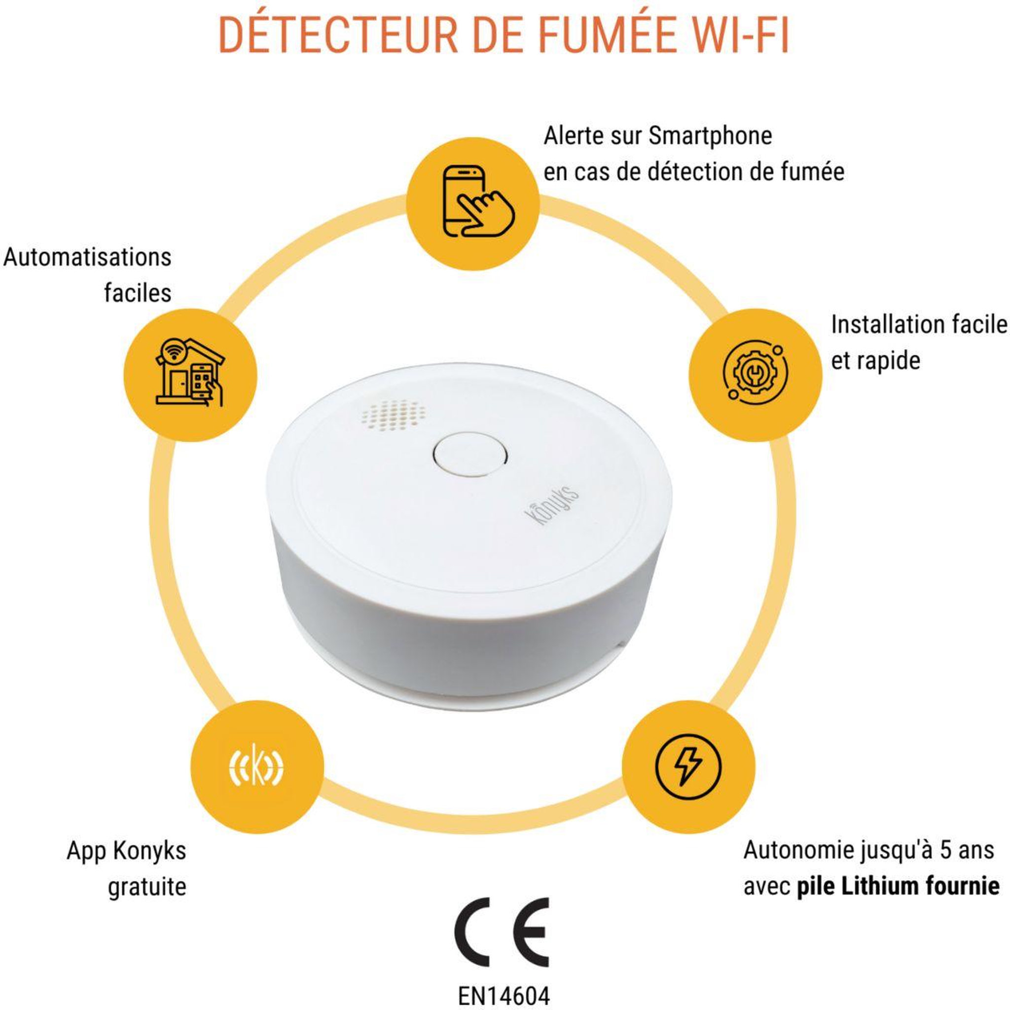 Voir la diapositive 4 : KONYKS Détecteur de fumée FIRESAFE 2 connecté