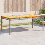 VIDAXL Table de jardin gris 180x90x75 cm resine tressee et bois acacia