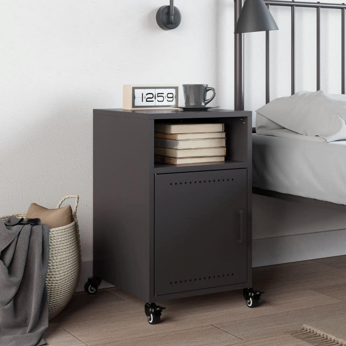 VIDAXL Table de chevet noir 36x39x59 cm acier