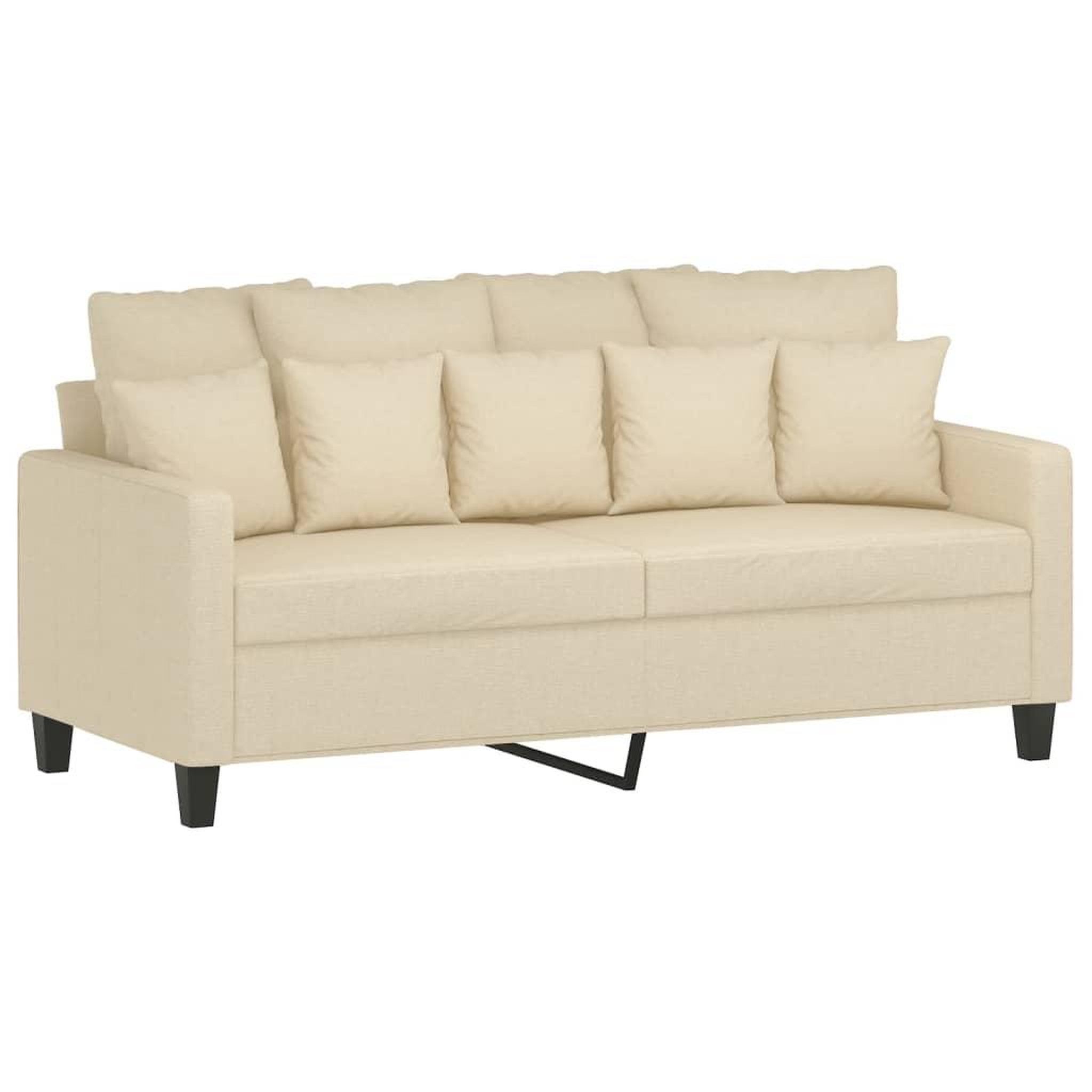 Voir la diapositive 2 : VIDAXL Canape a 2 places Creme 140 cm Tissu