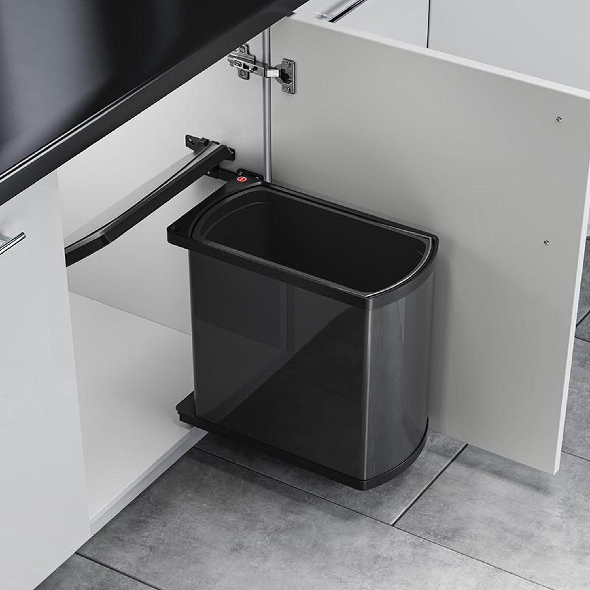 Voir la diapositive 2 : HAILO Poubelle encastrable pour porte battante 18l hailo as uno