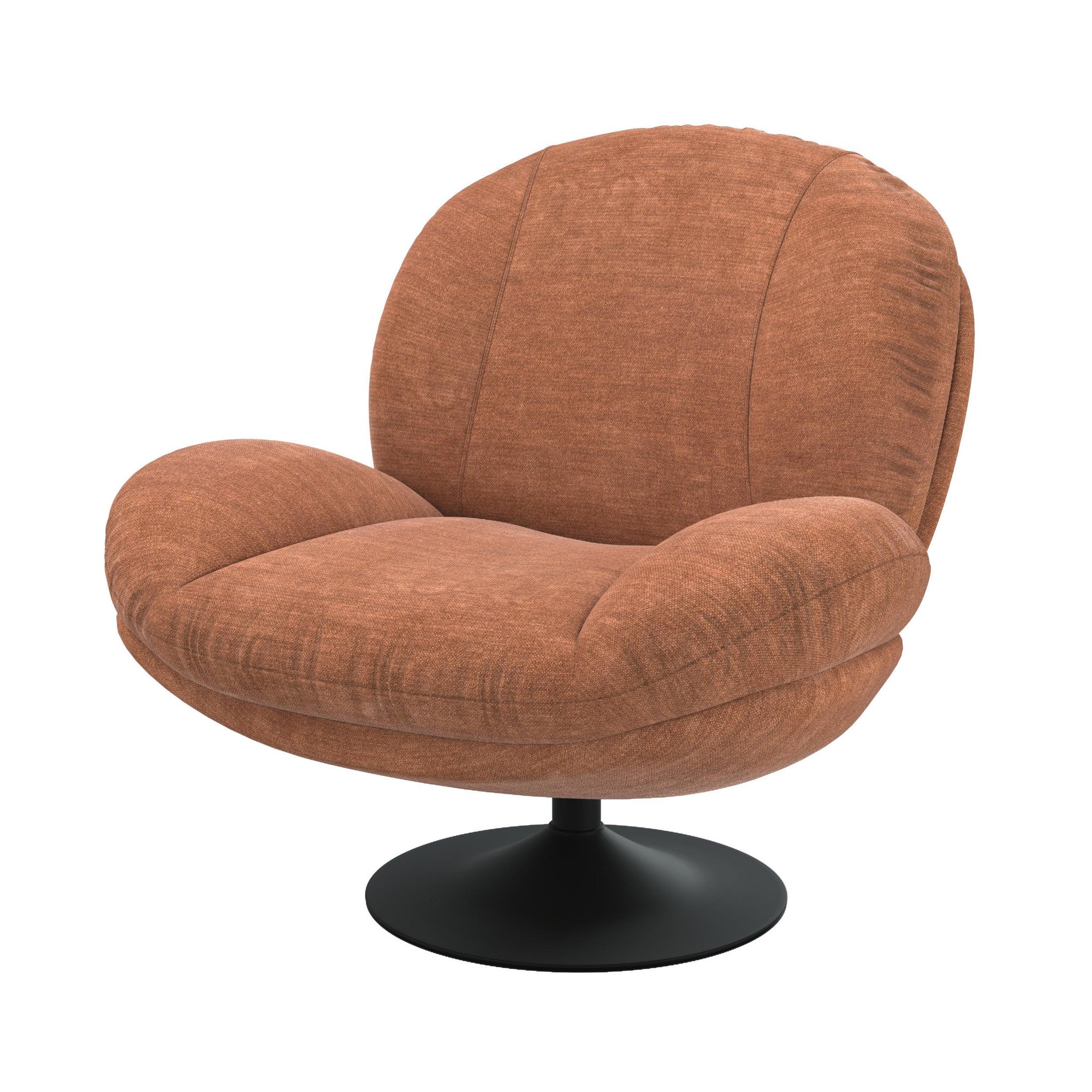 MAISON PAVANE Fauteuil pivotant en tissu effet velours marron-Ricci