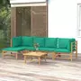 VIDAXL Salon de jardin 6 pcs avec coussins vert bambou