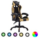 VIDAXL Fauteuil de jeux video avec LED RVB Dore et noir Similicuir
