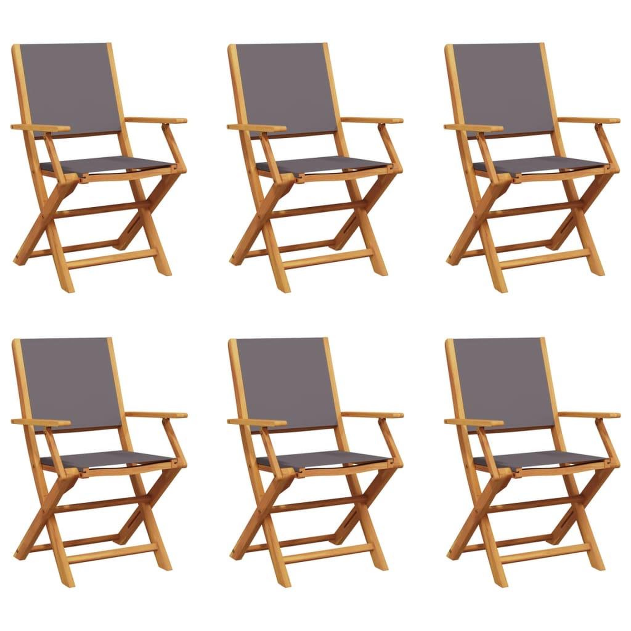 Voir la diapositive 2 : VIDAXL Chaises de jardin pliantes lot de 6 tissu et bois massif