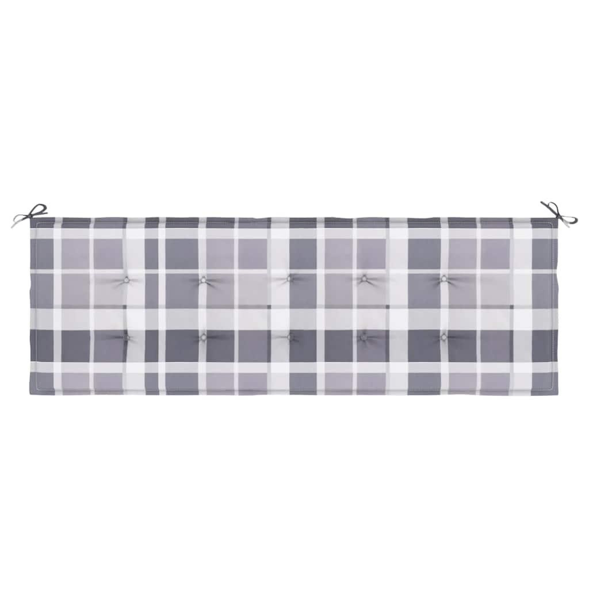 Voir la diapositive 4 : VIDAXL Coussin de banc de jardin motif a carreaux gris 150x50x3 cm