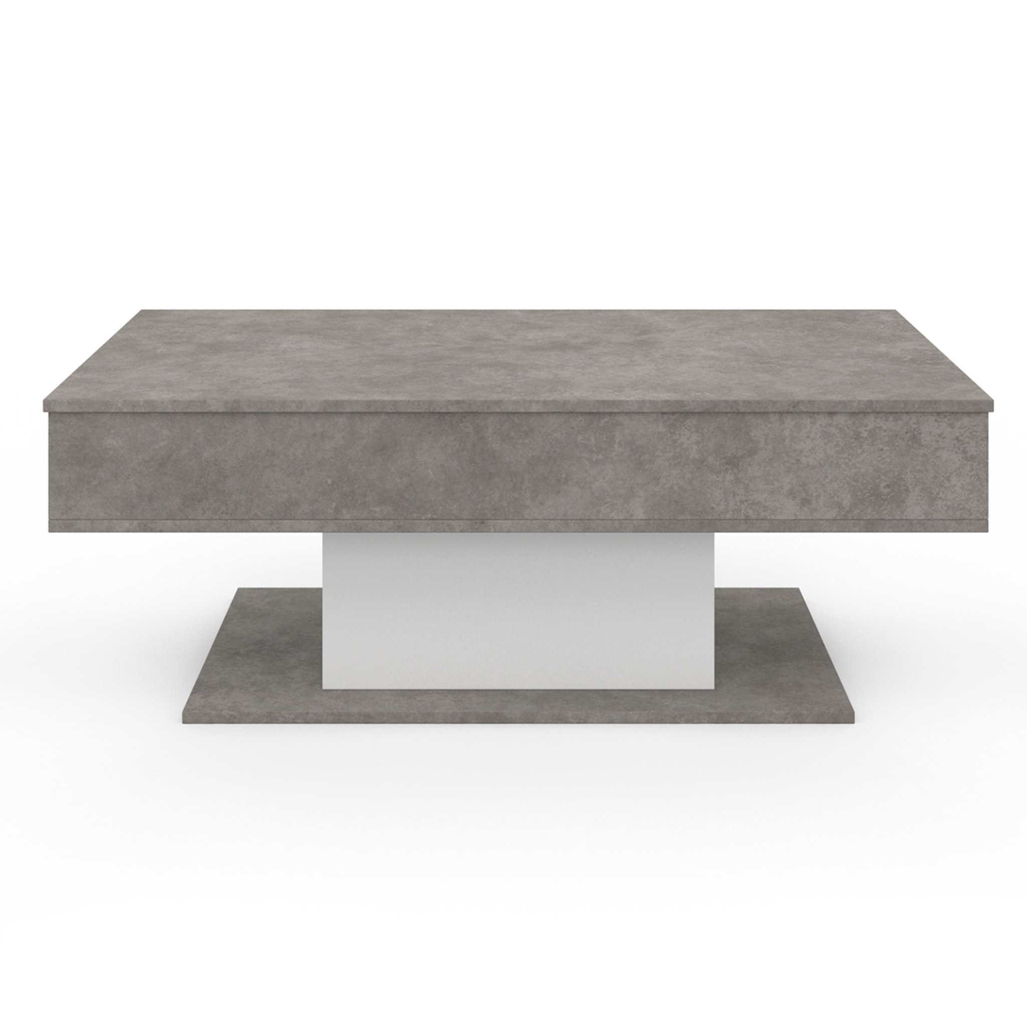Voir la diapositive 3 : ID MARKET Table basse plateau relevable rectangulaire eden effet béton et blanc