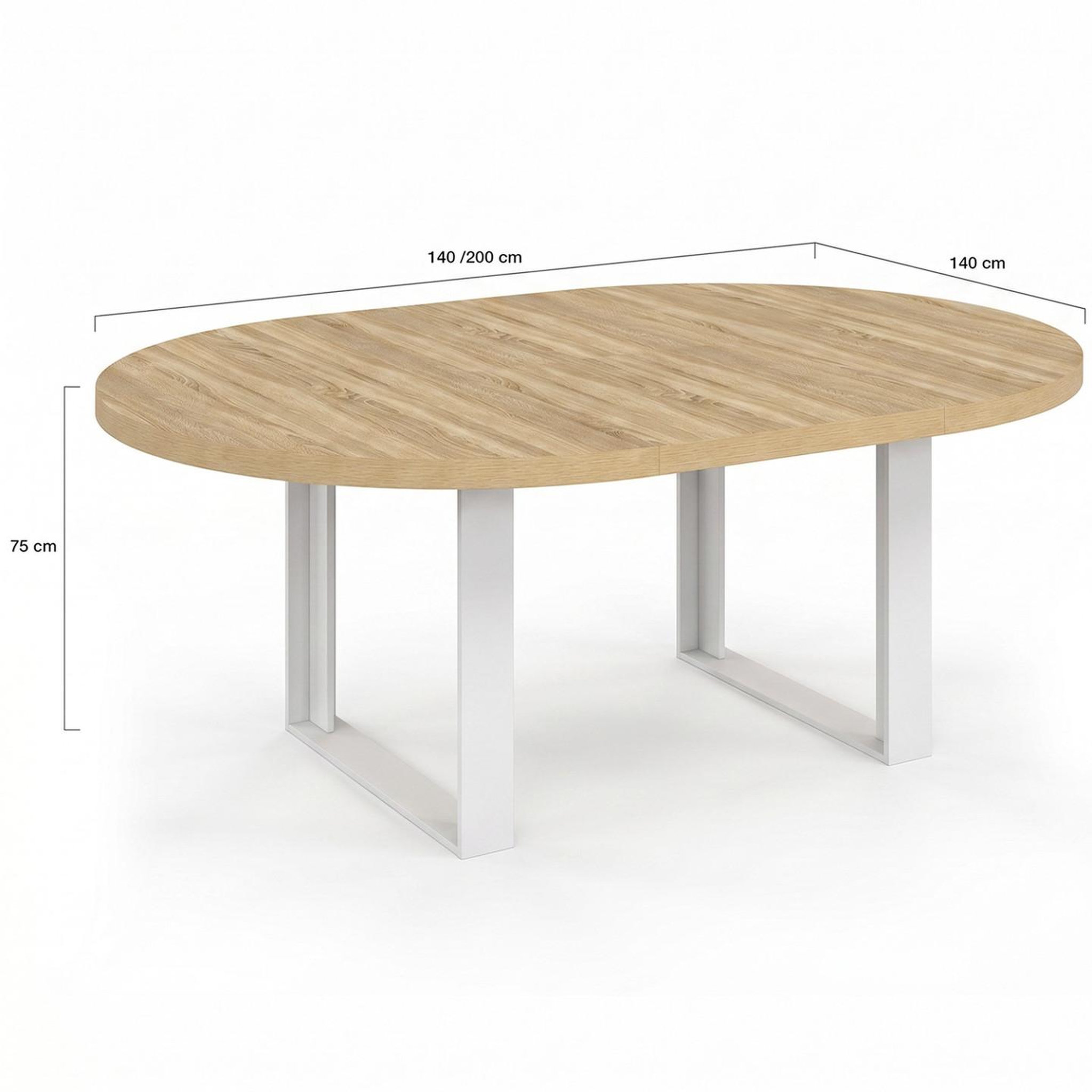 Voir la diapositive 5 : ID MARKET Table à manger extensible ronde phoenix 6-10 personnes bois et blanc 140-200 cm