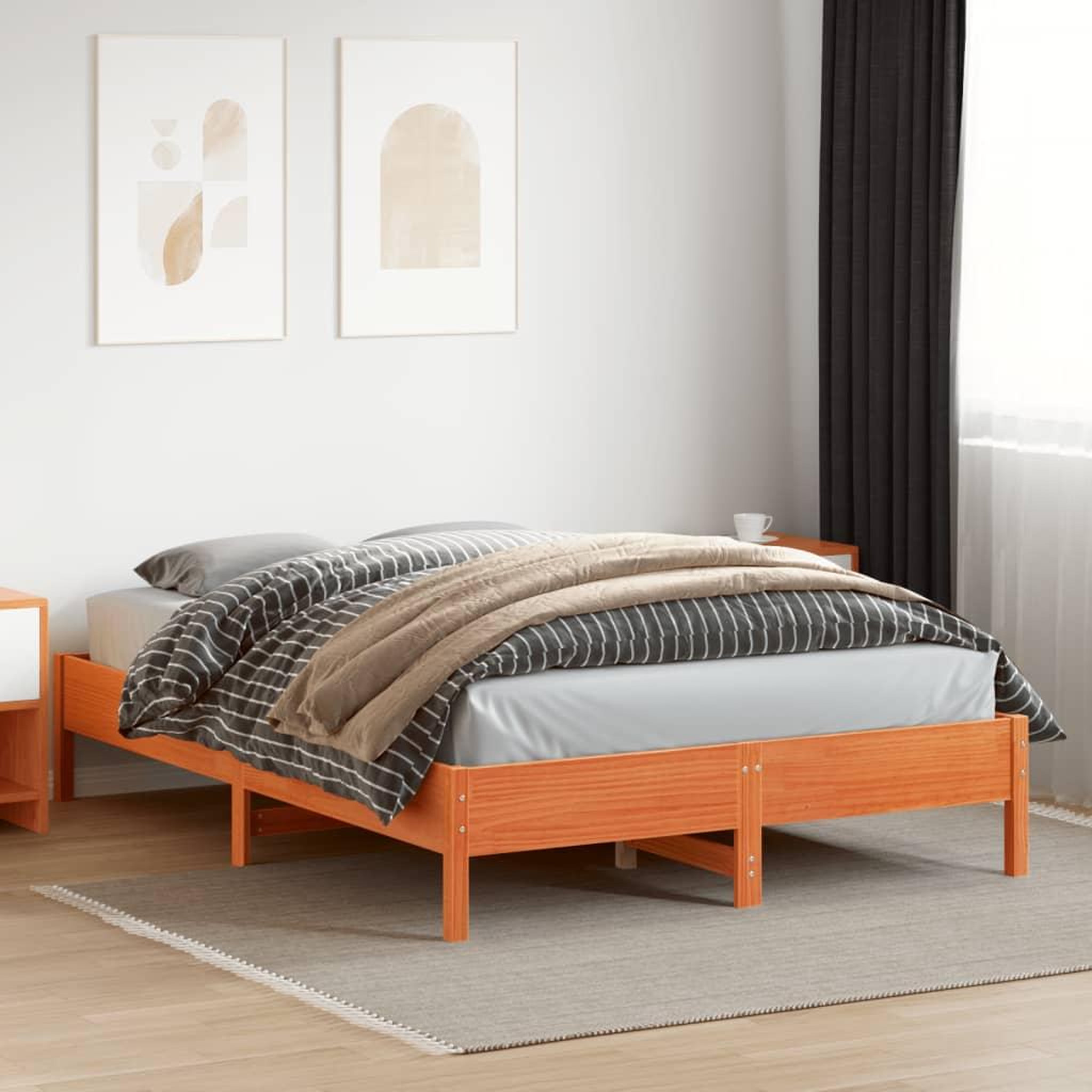 Voir la diapositive 3 : VIDAXL Cadre de lit sans matelas cire marron 120x200cm bois pin massif