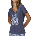 Pieces T-Shirt Marine Femme Pieces Briella. Coloris disponibles : Bleu