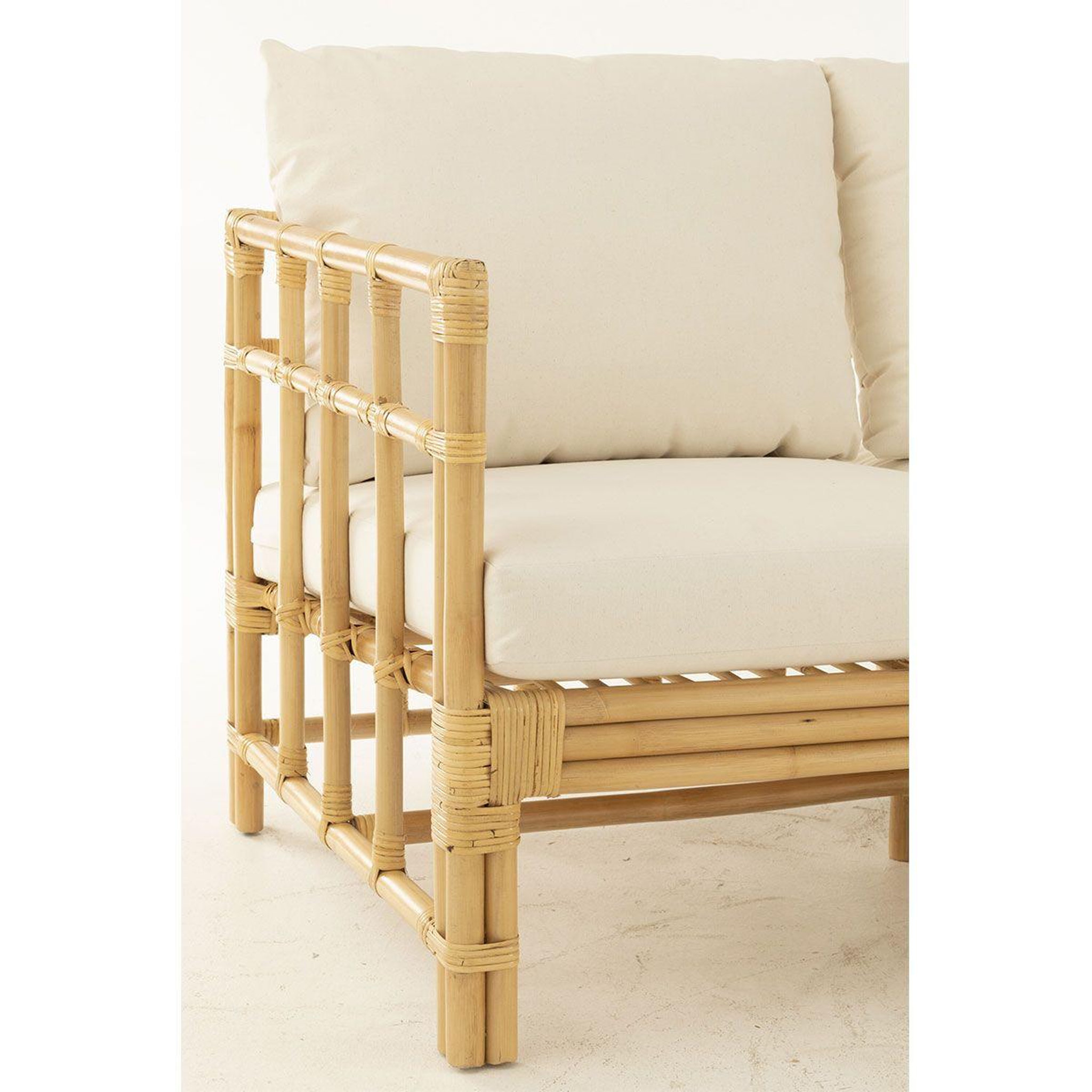 Voir la diapositive 6 : J-LINE Canapé 3 places rotin & coussin  elise  187cm naturel