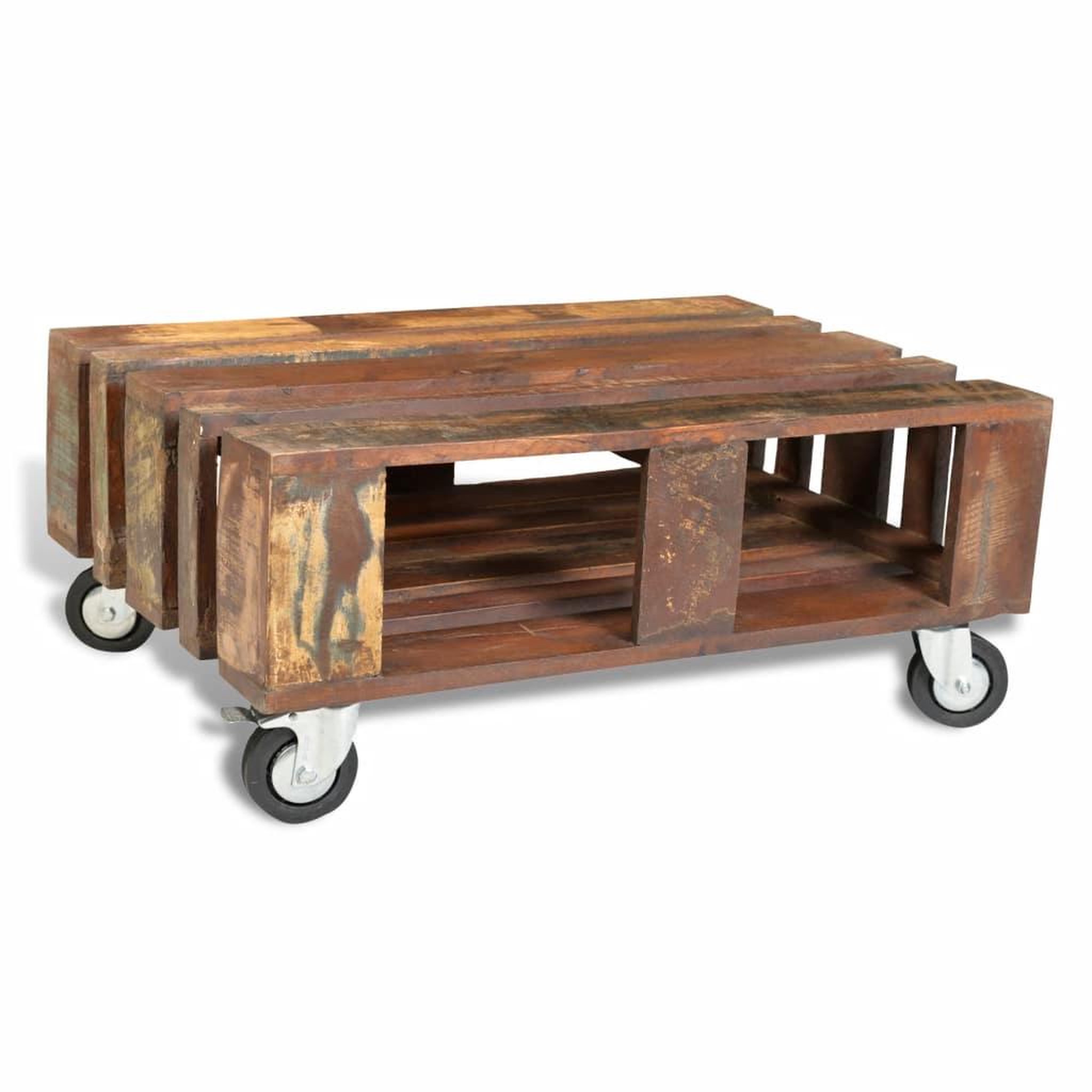 Voir la diapositive 5 : VIDAXL Table basse avec 4 roulettes Bois recycle