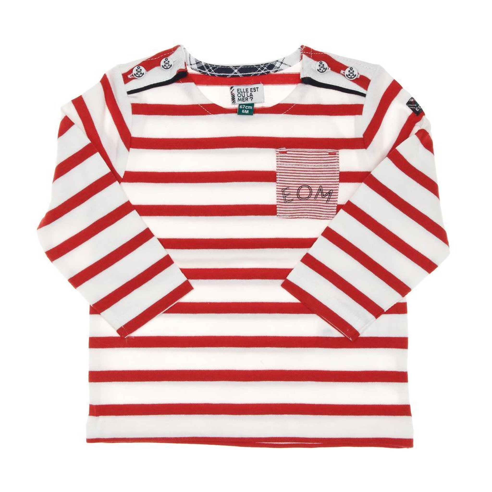 Voir la diapositive 1 : ELLE EST OU LA MER T-Shirt Blanc/Rouge Garçon EOMCorail