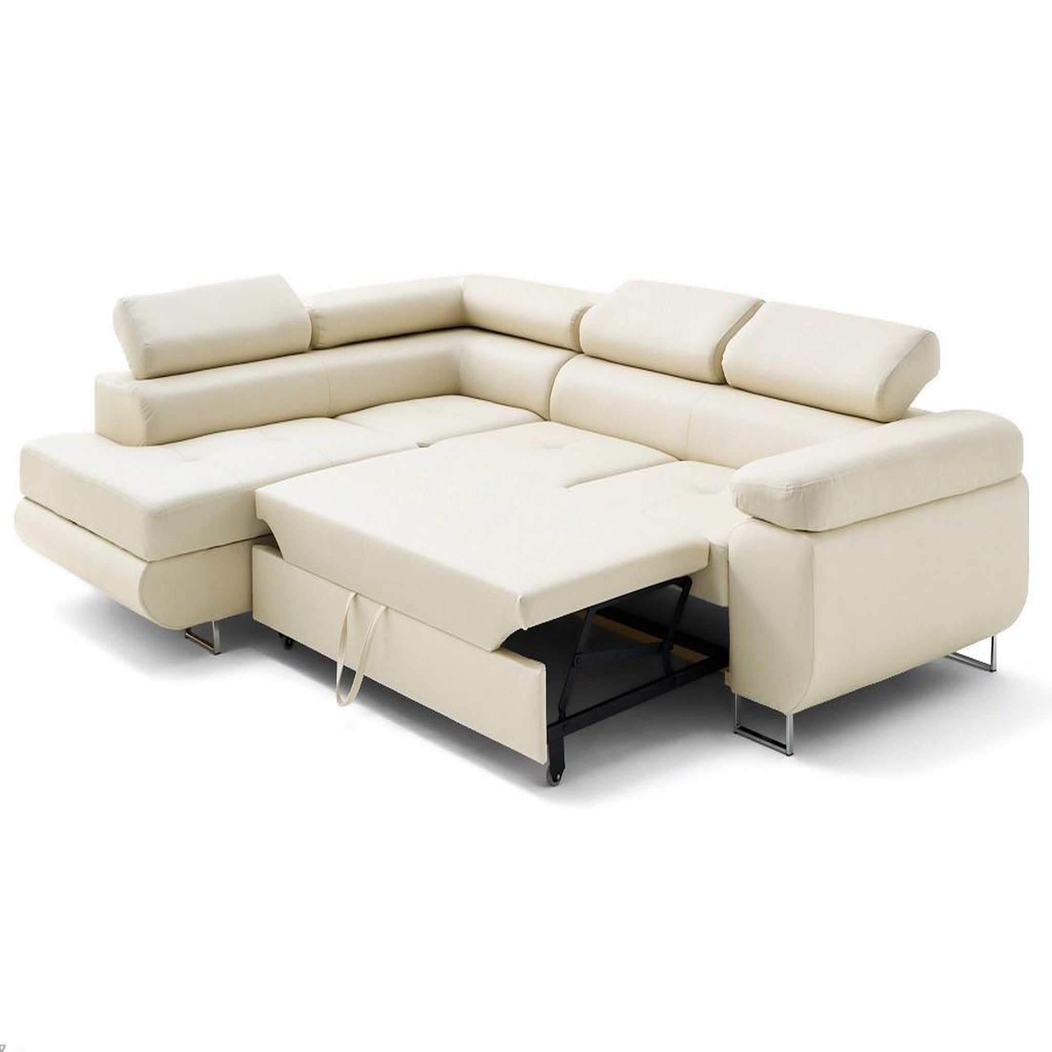 Voir la diapositive 5 : LISA DESIGN Zaria - canapé d'angle gauche 5 places convertible avec coffre et têtières en simili