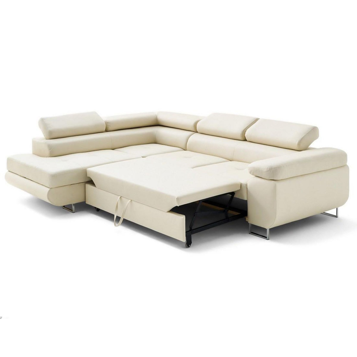 LISA DESIGN Zaria - canapé d'angle gauche 5 places convertible avec coffre et têtières en simili