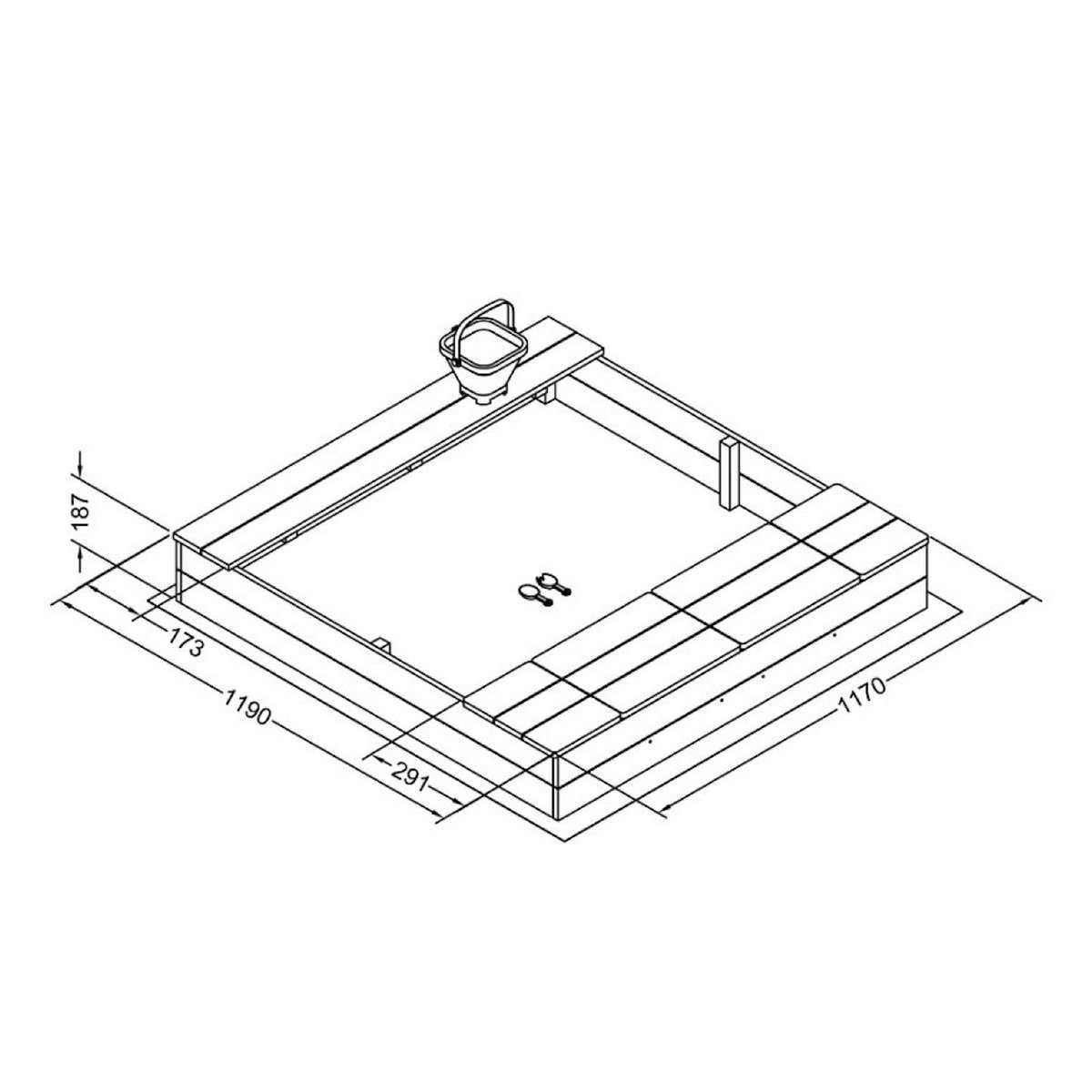 Axi House Bac à sable Evy avec bacs rangement gris-marron