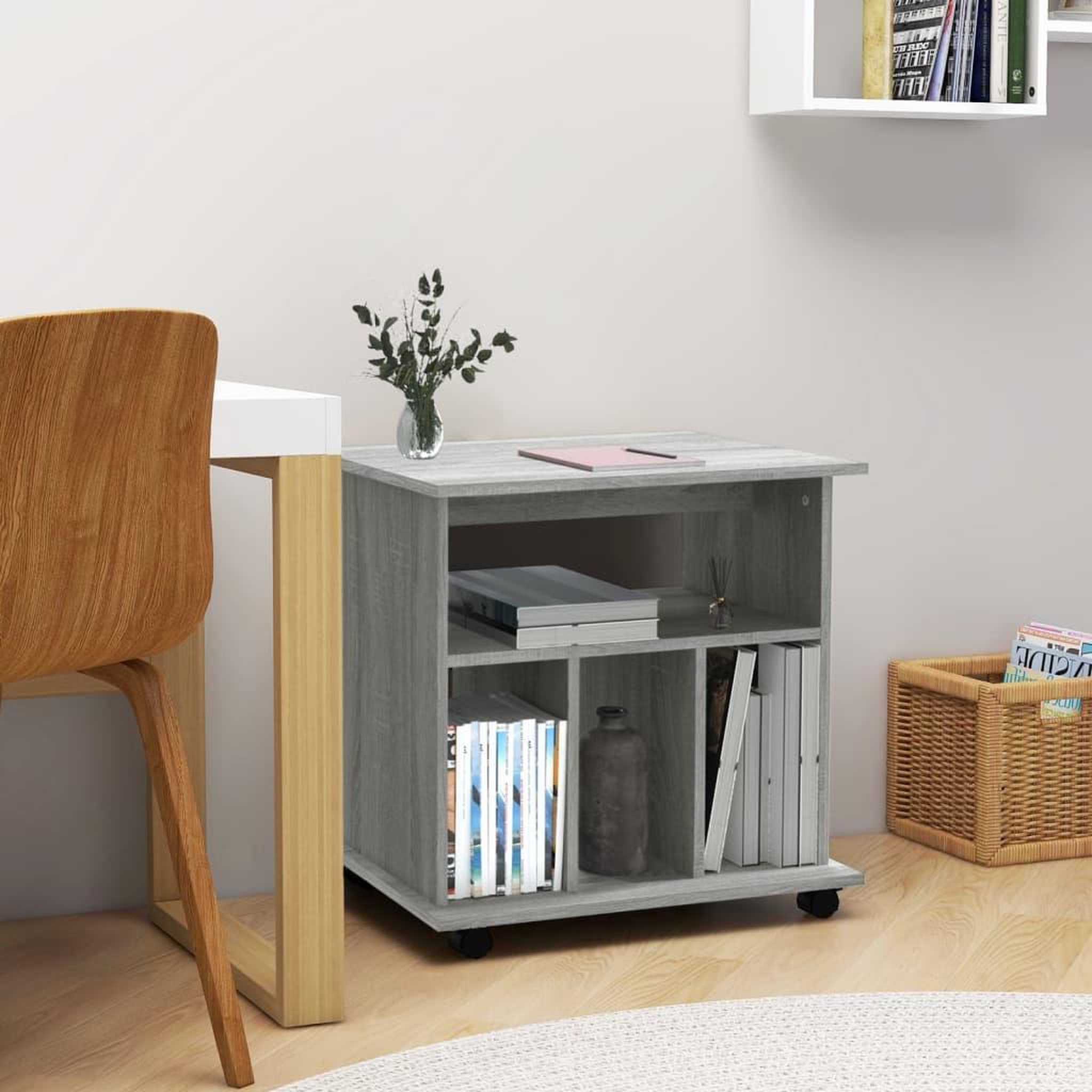 Voir la diapositive 1 : VIDAXL Armoire roulante Sonoma gris 60x45x60 cm Bois d'ingenierie