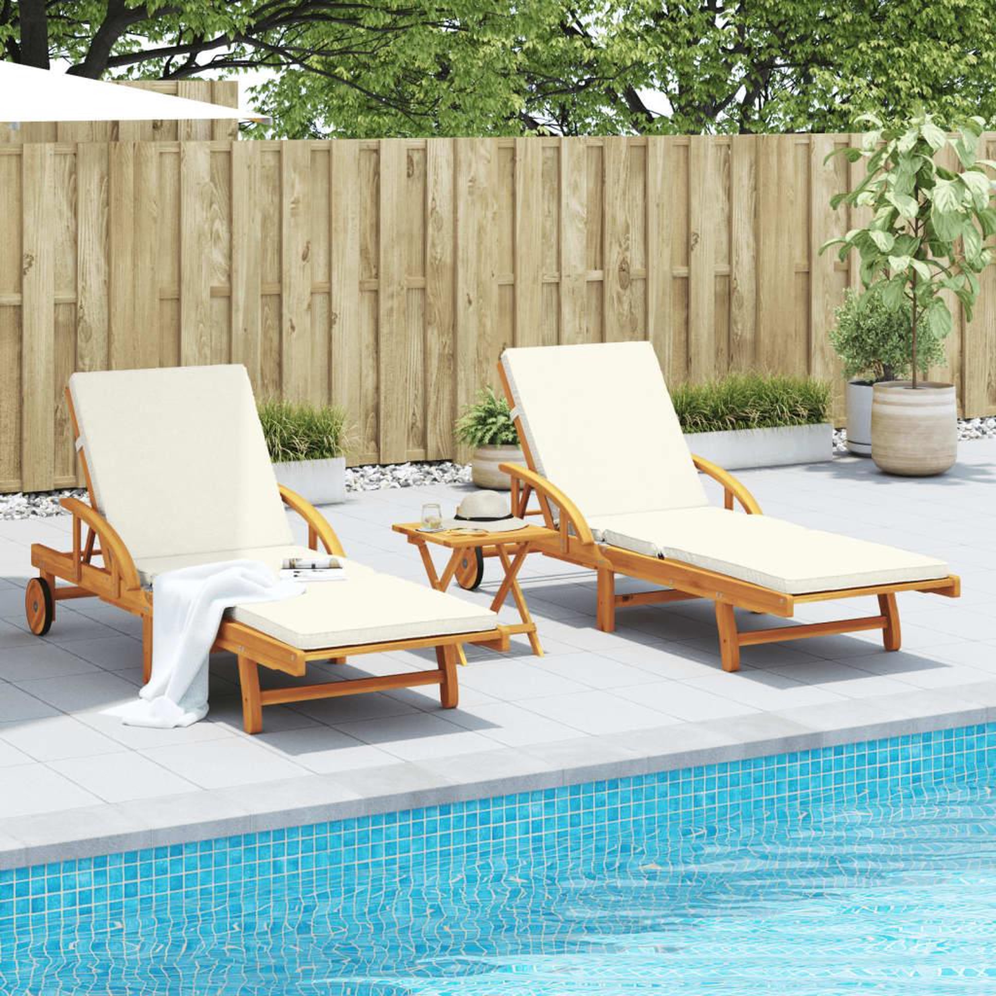 Voir la diapositive 3 : VIDAXL Chaises longues lot de 2 avec table bois massif d'acacia