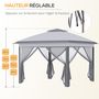 Voir la diapositive 6 : OUTSUNNY Tonnelle barnum automatique pop-up dim. 3,3L x 3,3l x 2,88H m moustiquaires sac transport métal oxford gris